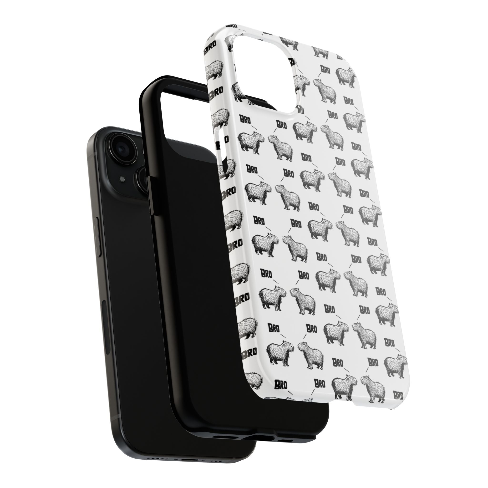 “Bro, Bro" Patterned Funny Capybara Phone Case