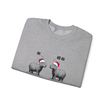 Ho Ho Ho Capybara Christmas Sweatshirt – Cute Minimalist Holiday Sweater (Unisex, Cozy Winter Gift)