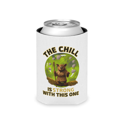 Star Wars Koozie – The Chill Is Strong With This One – Funny Capybara Drink Sleeve – Sci-Fi Parody Gift – Can Cooler for Chill Nerds