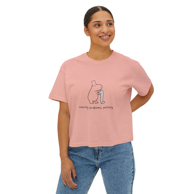 Funny Womens Boxy Tee - Capybara Causing Problems Politely