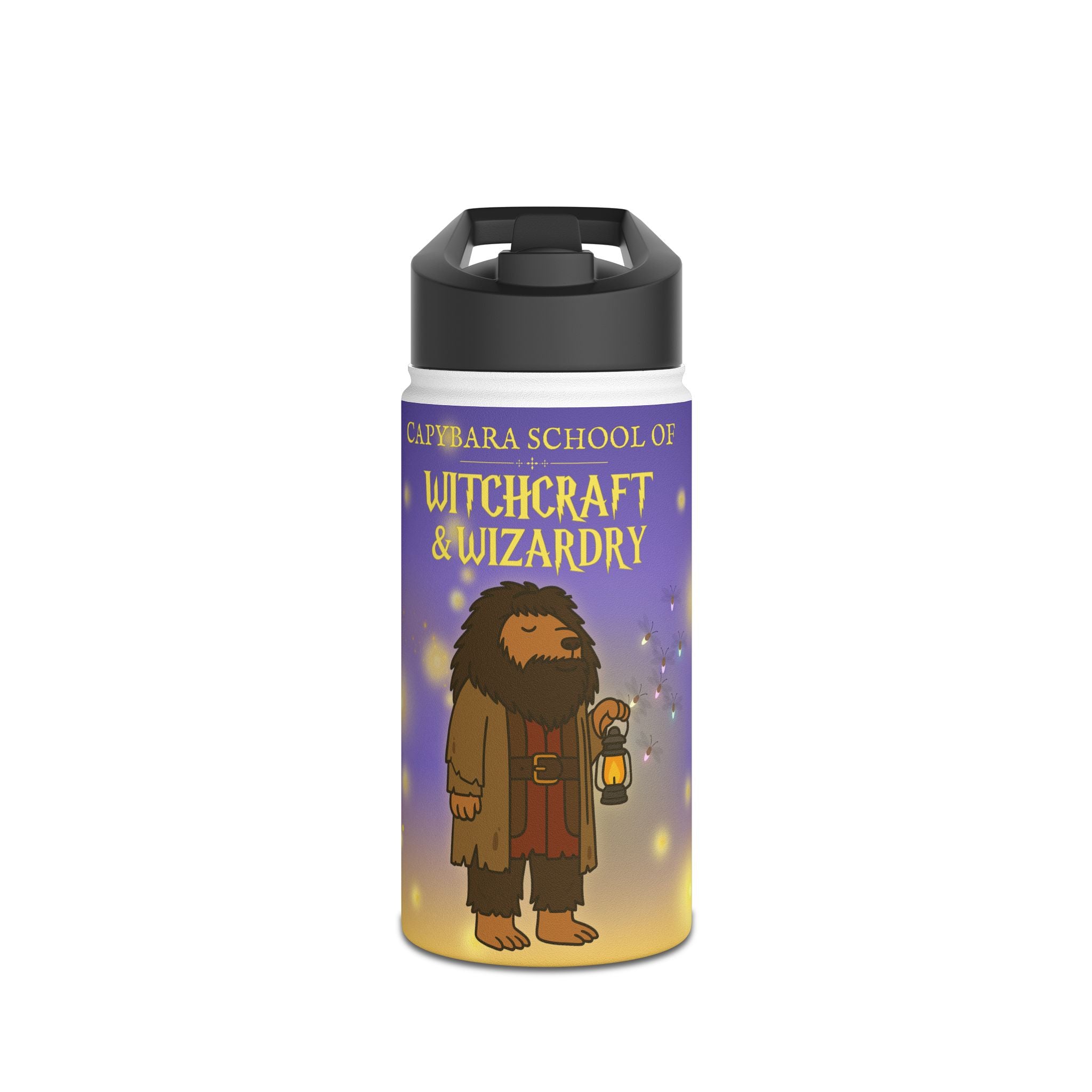 Capybara Magic Lover Kids Lunchbox Water Bottle – Capybara School of Witchcraft and Wizardry – 12oz Stainless Steel Bottle – Back to School Magic Bundle or Birthday Gift - Matching Lunchbox