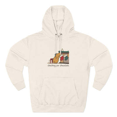 Checking for Chocolate Funny Christmas Capybara Fleece Hoodie