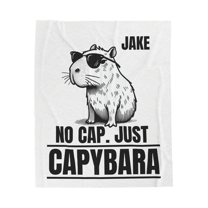 No Cap Just Capybara Personalized Fleece Blanket | Funny Custom Name Cozy Gift for Kids, Teens & Capybara Lovers