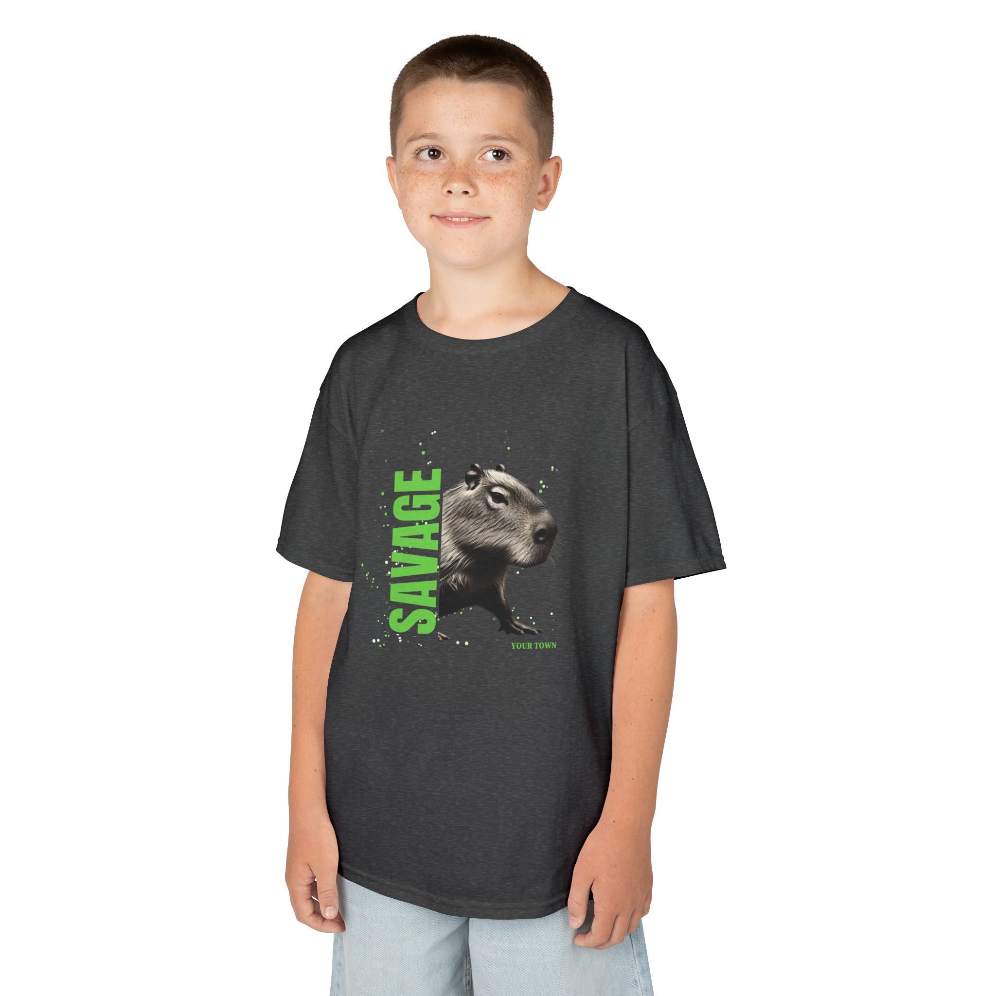 SAVAGE Custom City Capybara T-Shirt | Personalized Streetwear Tee | Bold Urban Animal Shirt | Gift for Youth & Teens | Funny Animal Graphic