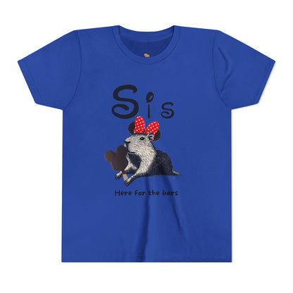 Sis Theme Park Here for the BarsTee -  Capybara Youth Unisex Jersey Short Sleeve Shirt