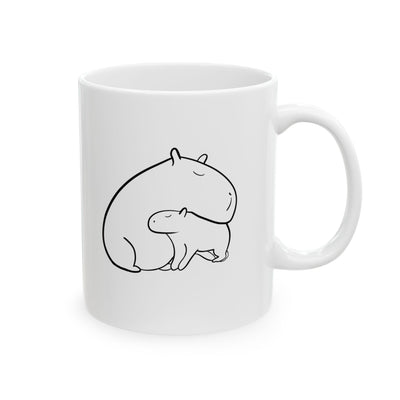 Capybara Mom Gift Mug – Minimalist Capybara and Baby Coffee Mug