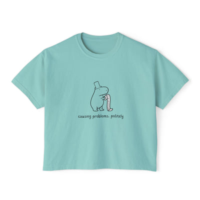 Funny Womens Boxy Tee - Capybara Causing Problems Politely