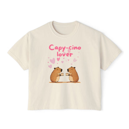 Capy-cino Lover Hearts Abound - Women's Boxy Shirt