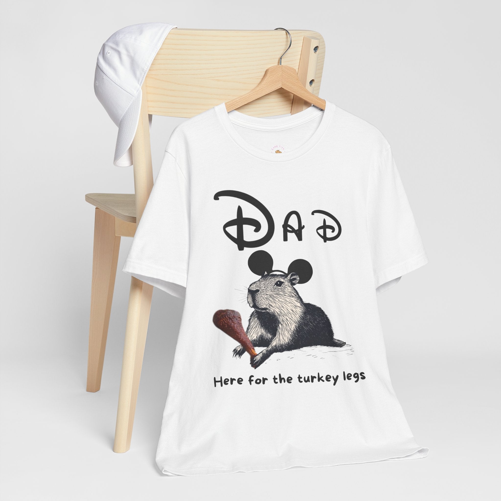 Dad Theme Park Here for the Turkey Legs Tee -  Capybara Turkey Leg Unisex Jersey Short Sleeve Shirt