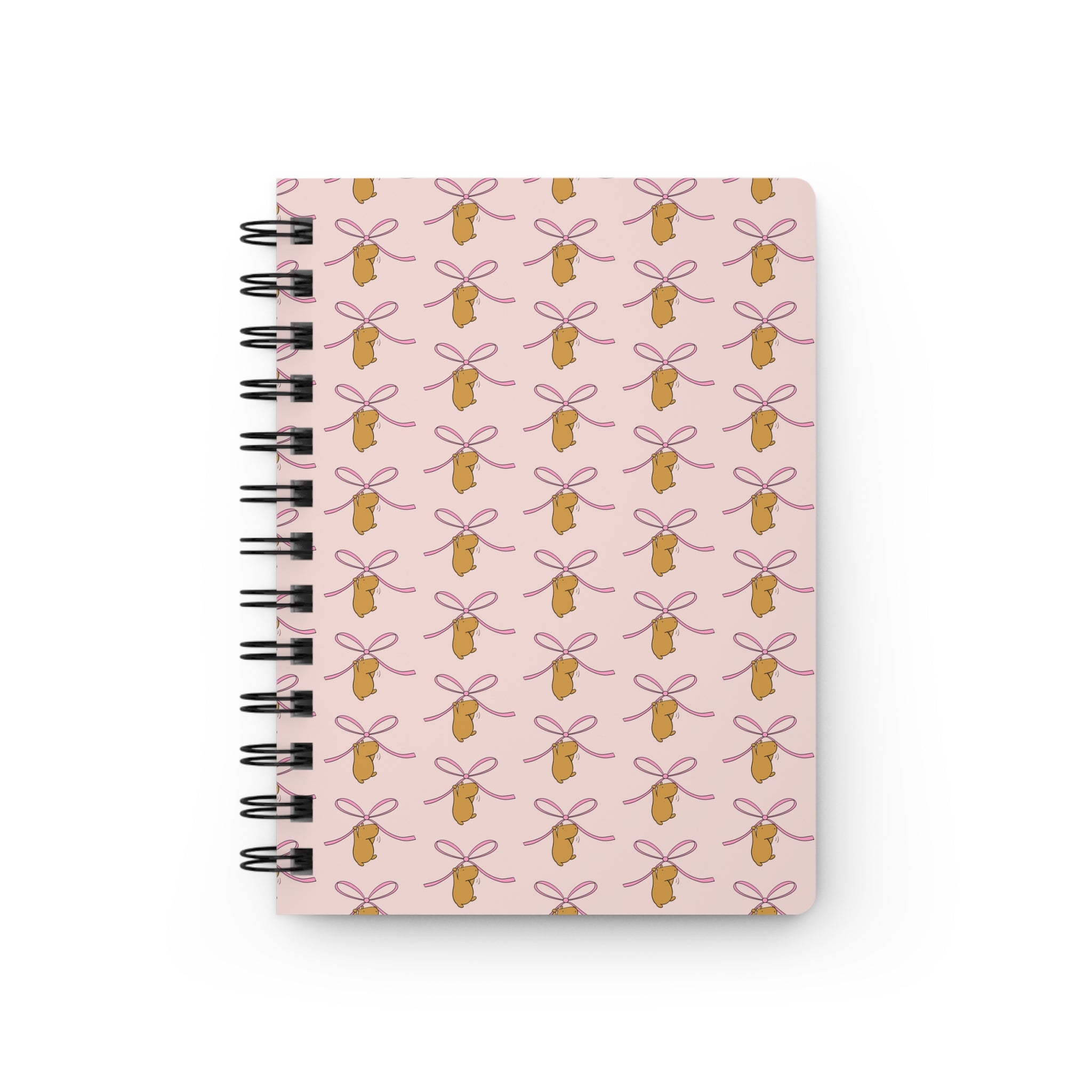 Cute Capybara Notebook – Pink Bow Pattern Journal
