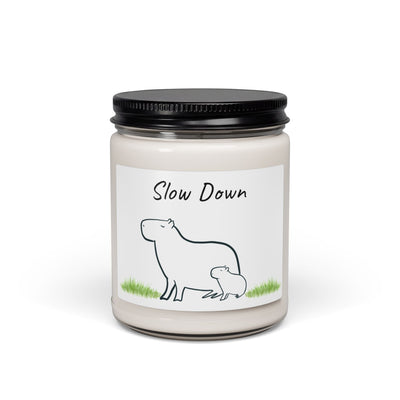 Minimalist "Slow Down" Candle - Calming Capybaras