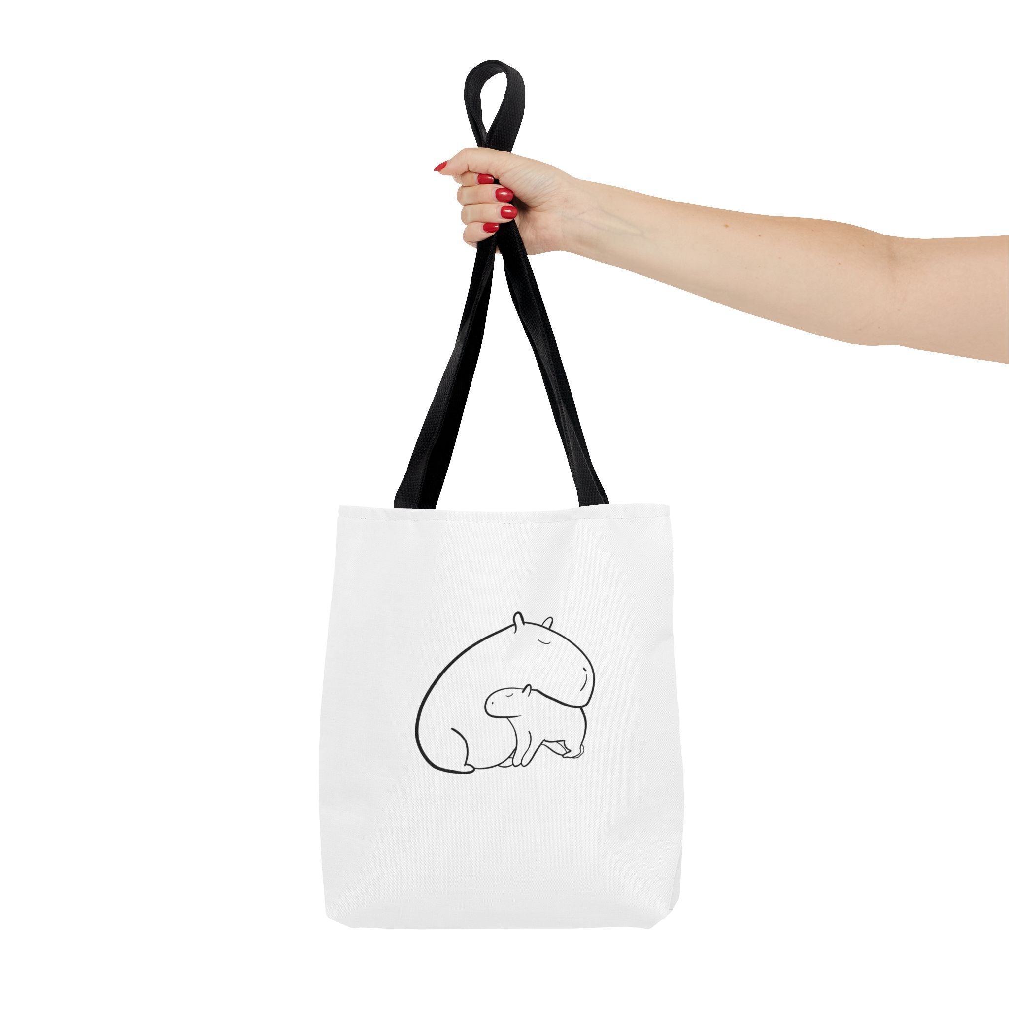 Minimalist Cozy Capybara Tote - Mom & Baby Cuddles Premium Tote Bag
