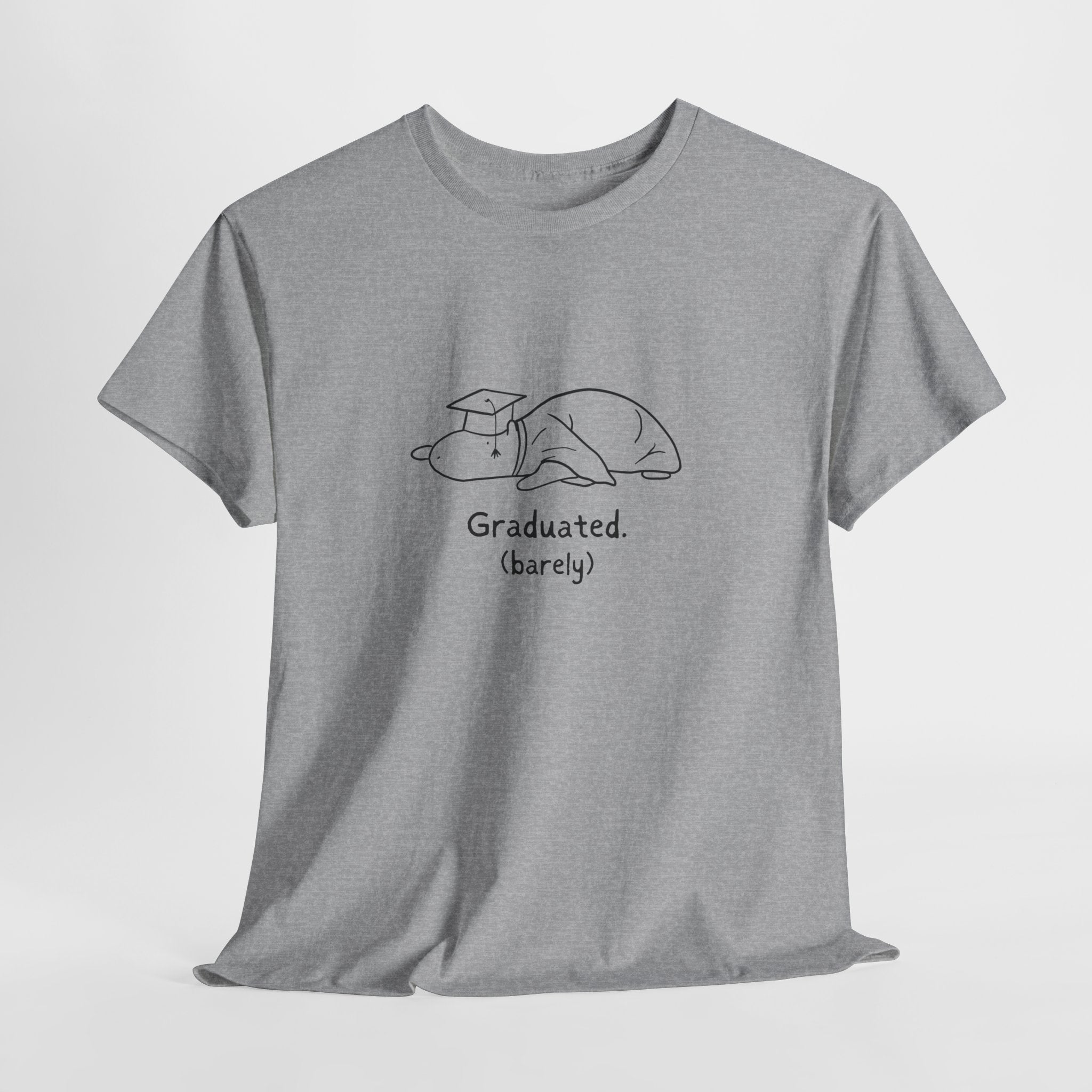 Funny Graduation Shirt – “Graduated (Barely)” Capybara Heavy Tee