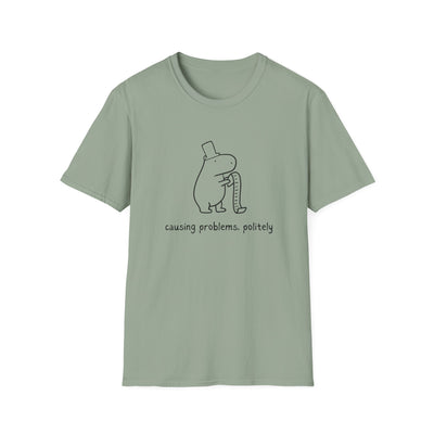 "Causing Problems Politely" Funny Capybara Softstyle Tee