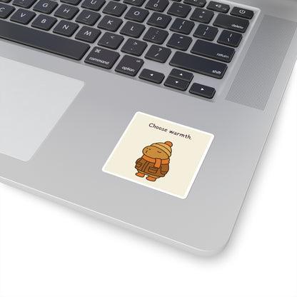 Choose Warmth Sticker – Cozy Capybara Winter Vinyl Sticker for Water Bottles & Laptops