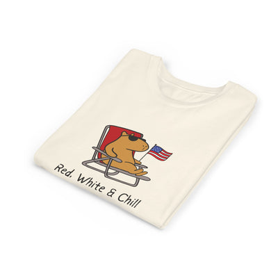 Kids USA Shirt – "Red, White & Chill" Patriotic Capybara Youth Tee