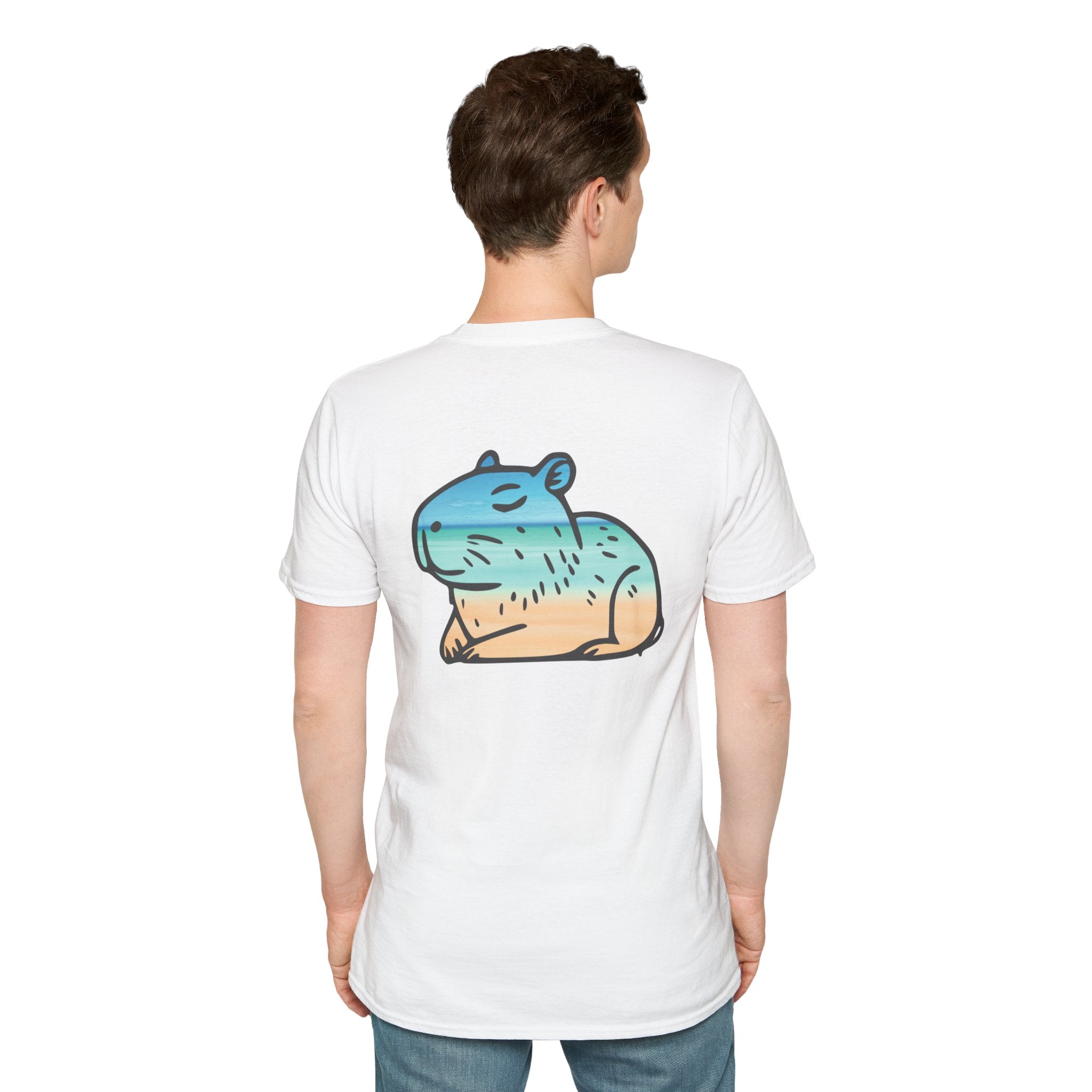 Ocean Chill Capybara Unisex Softstyle T-Shirt - Relaxed Fit Graphic Tee