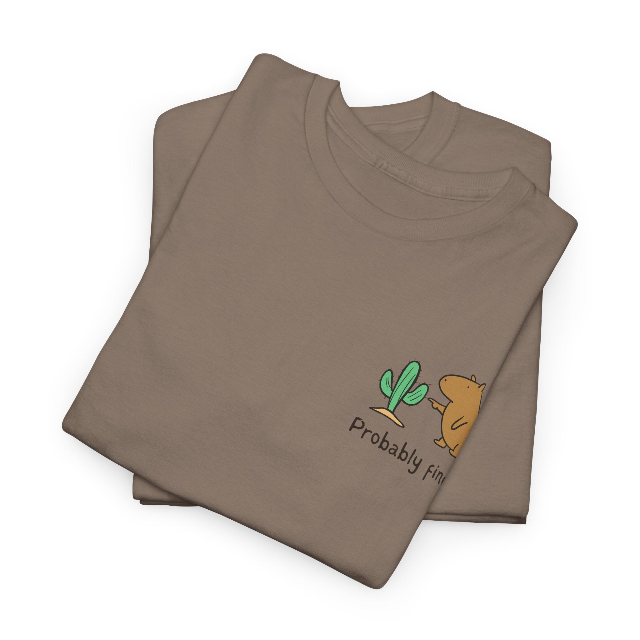 “Probably Fine.” Left Logo Capybara Cactus Heavy Tee