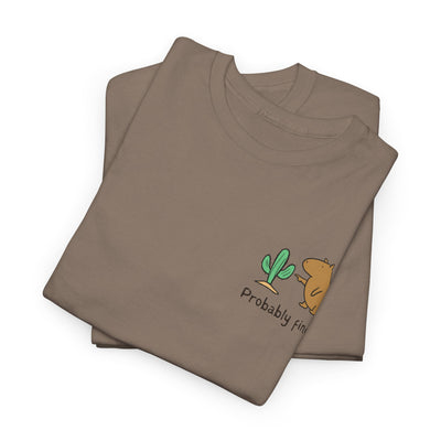 “Probably Fine.” Left Logo Capybara Cactus Heavy Tee