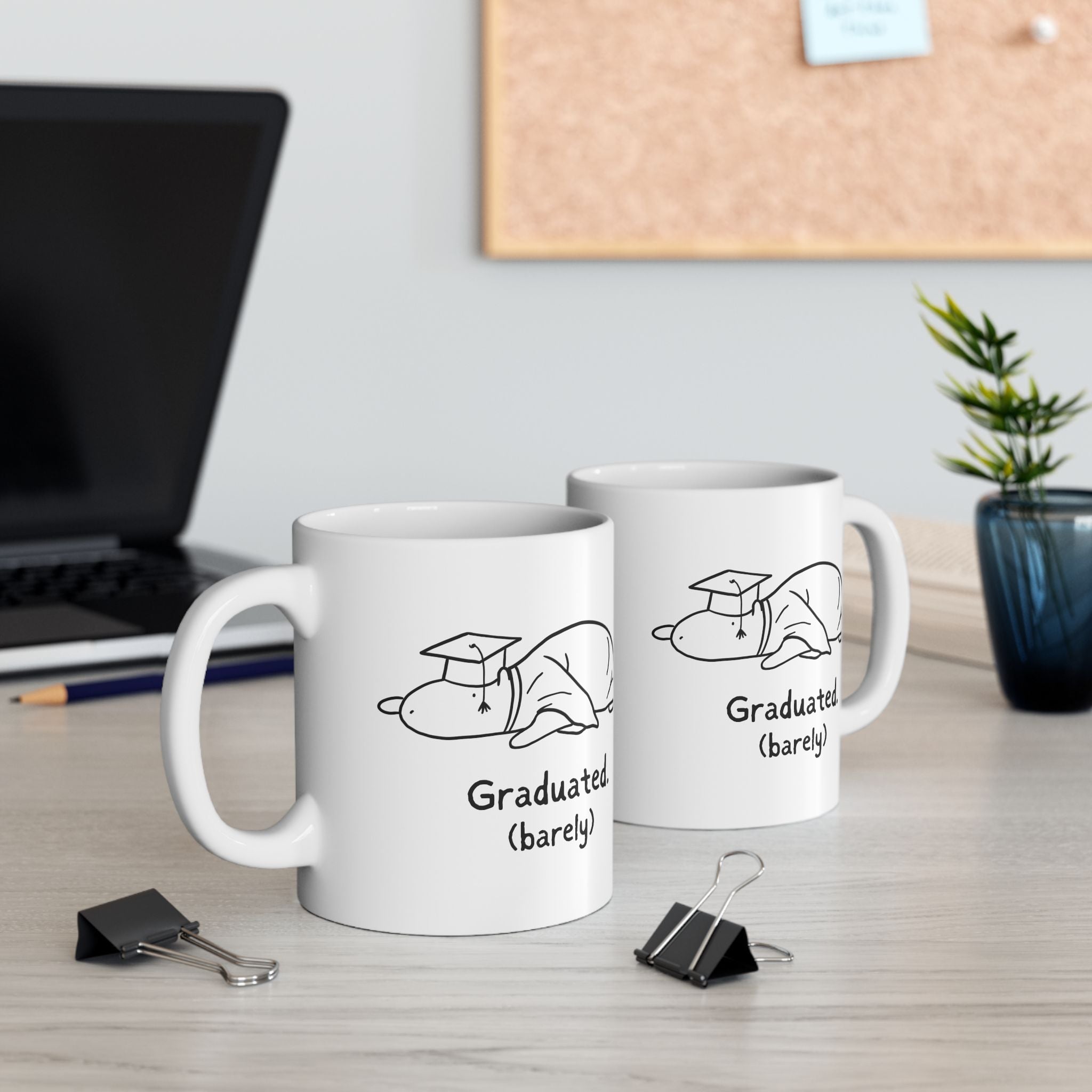 Funny Graduation Mug – “Graduated (Barely)” Capybara Coffee Mug