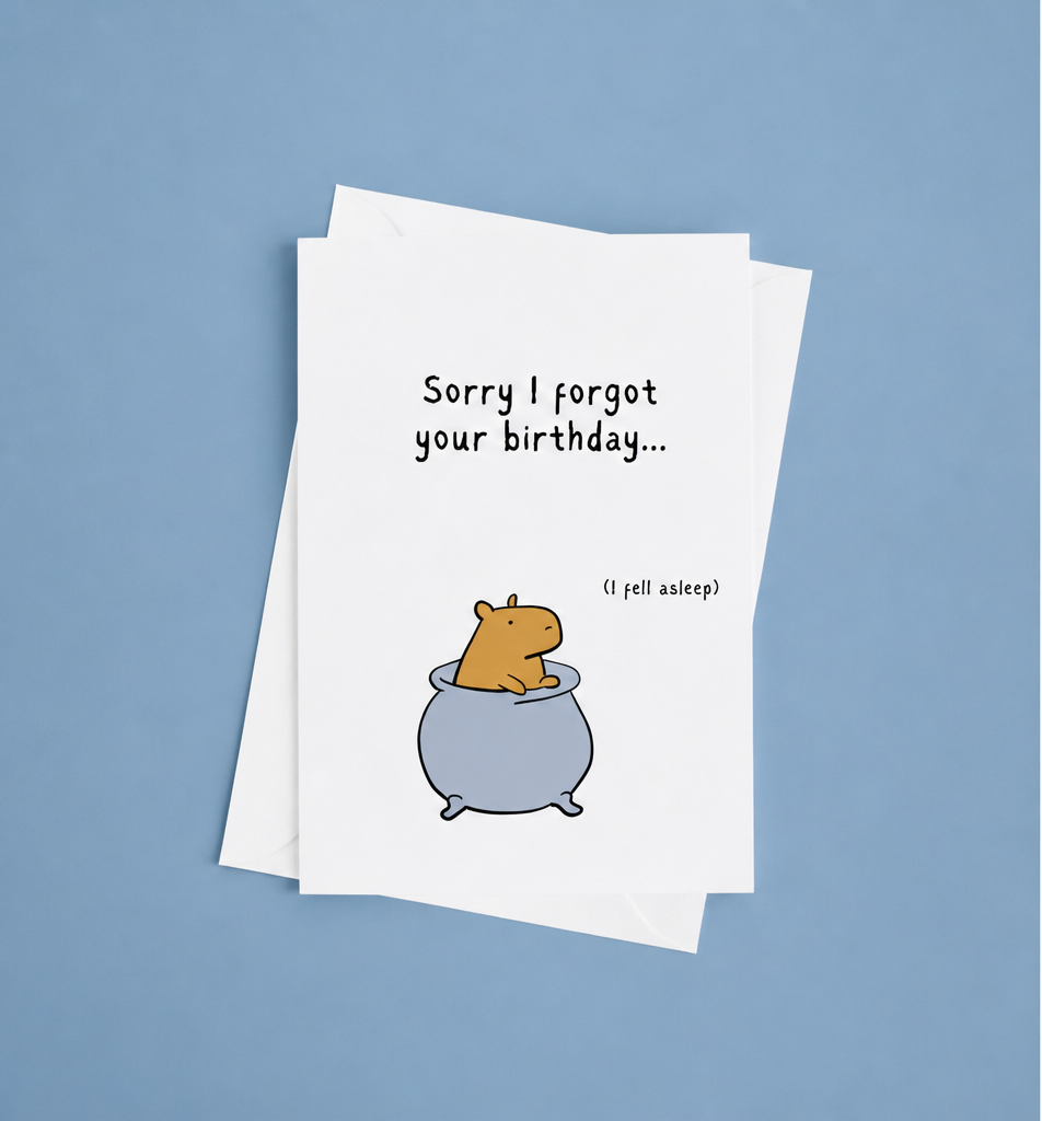 Belated Birthday "I forgot" Capybara Printable Card