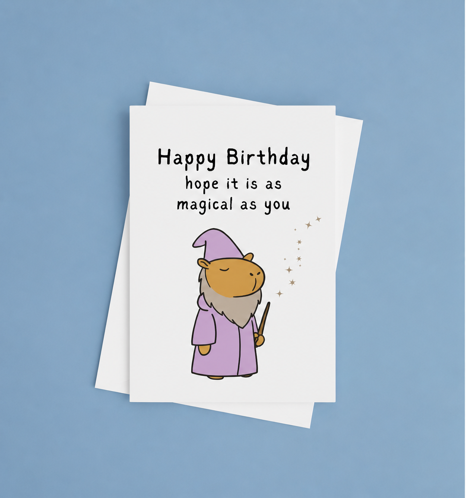 Capybara Birthday Magical Wizard Printable Card