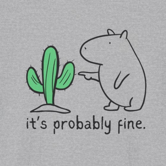 “It's Probably Fine” Funny Capybara Cactus Softstyle Tee