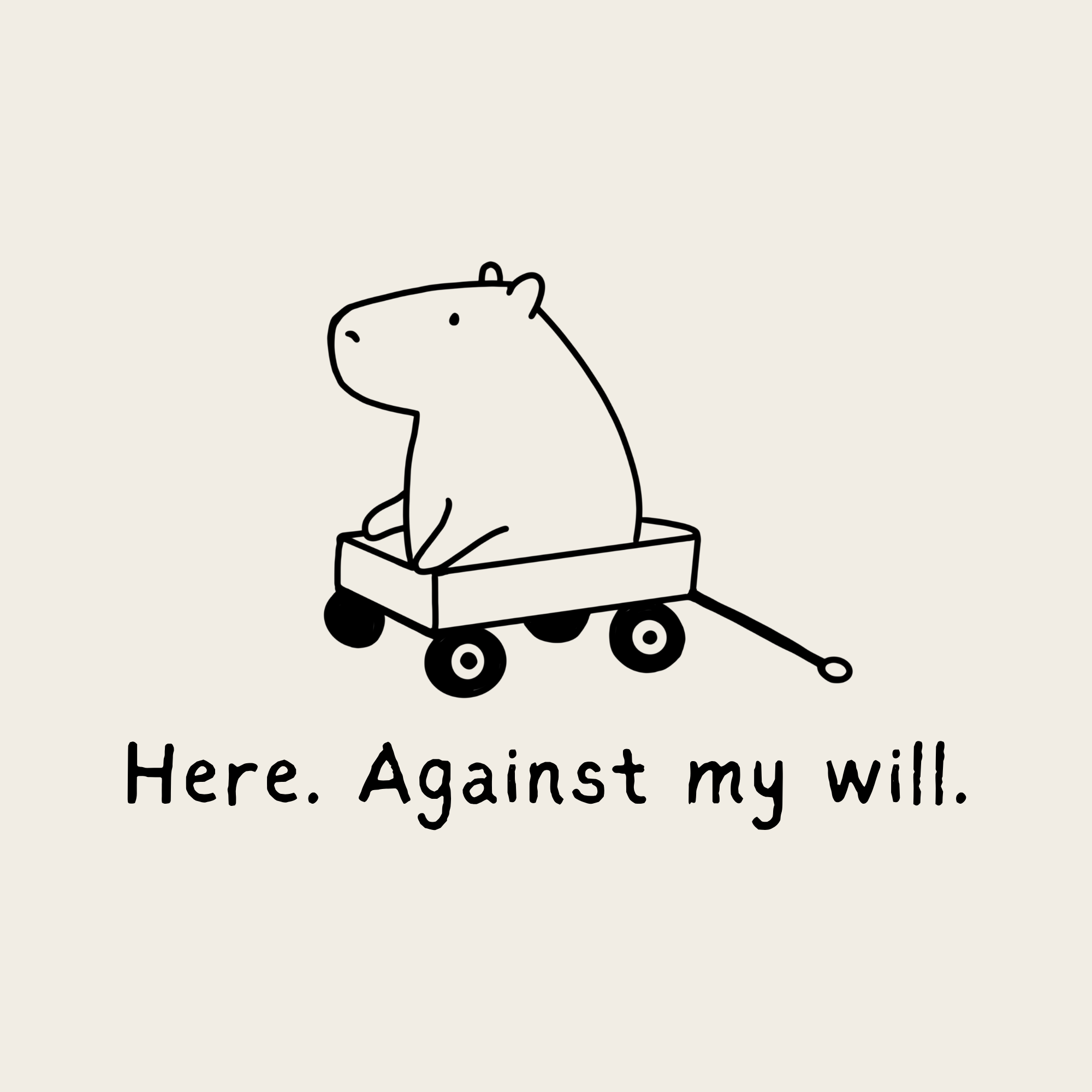 "Here Against My Will" - Embroidered Funny Capybara Premium Hoodie