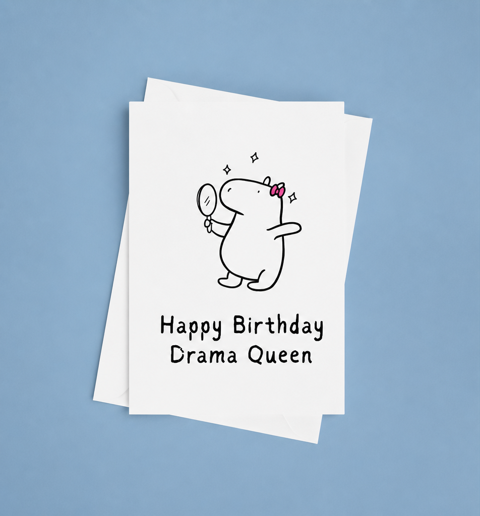 Drama Queen Funny Birthday Card Printable  Capybara Card