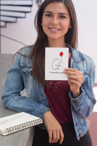 Funny Birthday Card for Dad, Mom, Husband or Sister – Cute Capybara “To Another Year” Birthday Card for Men & Women