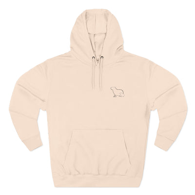 Capy Life beige unisex hoodie featuring a minimalist embroidered mama and baby capybara design on the left chest.