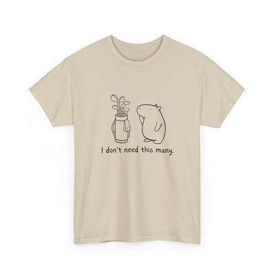 Capy Life beige heavy cotton t-shirt featuring a minimalist line art illustration of a capybara and golf clubs.