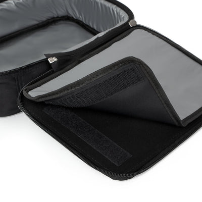 Capy Life black insulated kids lunchbox with grey interior lining and velcro closure detail