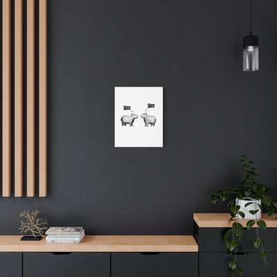 Capy Life Bro Bro canvas wall art featuring two hand-drawn capybaras on a white background in a modern living room.