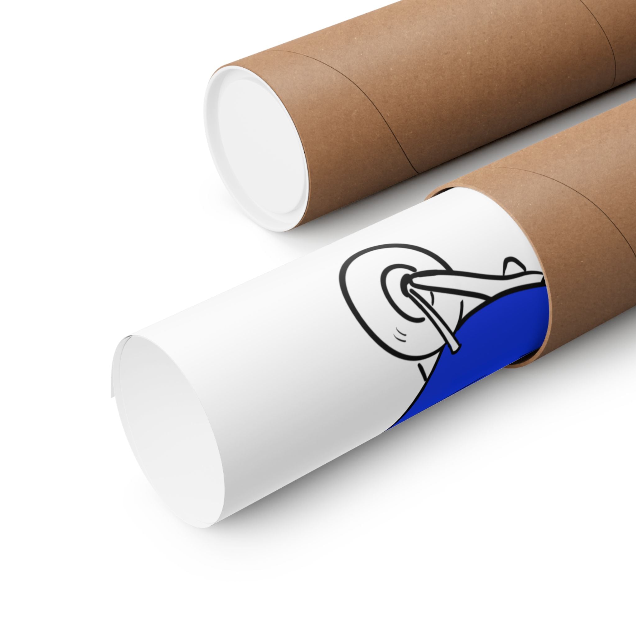 Capy Life funny capybara wall art print rolled inside a protective cardboard shipping tube for safe delivery.