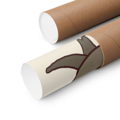 Capy Life minimalist capybara leadership art print rolled inside a protective brown cardboard shipping tube