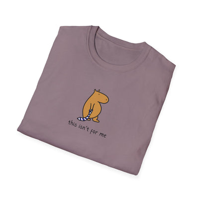 Capy Life heavyweight cotton tee in mauve featuring a hand-drawn capybara holding a striped tie with funny text.