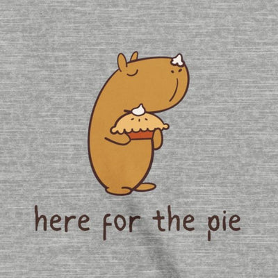 Capy Life kids t-shirt featuring a cute capybara holding a pie with whipped cream on its nose and text here for the pie