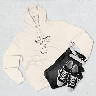 Capy Life cream hoodie featuring Gene the Capybara line art and the text I wonder if chocolate thinks about me too