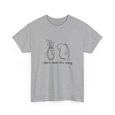 Capy Life grey heavy cotton t-shirt featuring a minimalist line drawing of a capybara next to a full golf bag.