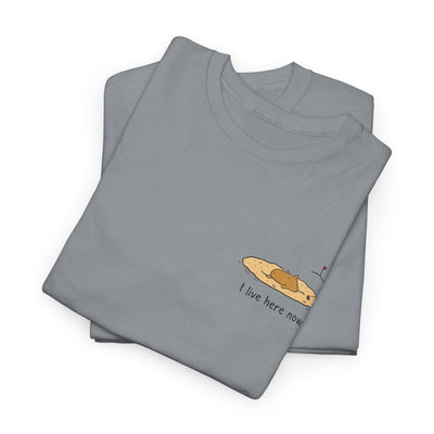 Capy Life grey heavyweight cotton t-shirt with a small capybara in a golf bunker graphic on the left chest.