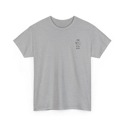 Capy Life grey heavy cotton t-shirt with a small left chest graphic of a capybara in a robe and sunglasses.