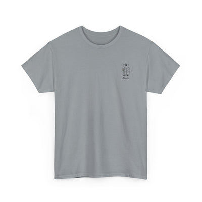 Capy Life grey heavy cotton t-shirt with a small left chest graphic of a capybara in a robe and sunglasses
