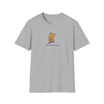 Capy Life grey heavyweight cotton t-shirt featuring a hand-drawn capybara holding a necktie with text this isn't for me