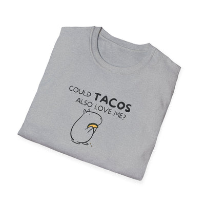 Capy Life grey crewneck t-shirt featuring a minimalist black line art illustration of a capybara holding a taco.
