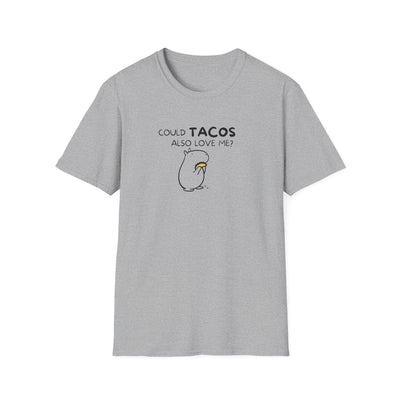 Capy Life grey crewneck t-shirt featuring a minimalist black line art graphic of a capybara holding a taco.