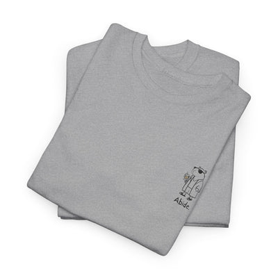 Capy Life grey heavy cotton t-shirt with a small left chest graphic of a capybara in a robe and sunglasses