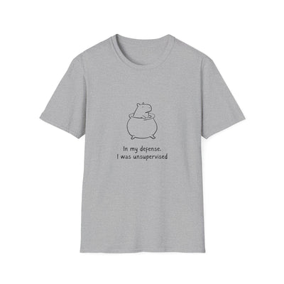 Capy Life grey softstyle cotton t-shirt featuring a minimalist line drawing of a capybara in a pot with funny text.