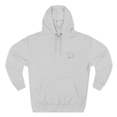 Capy Life grey fleece hoodie with a minimalist embroidered mama and baby capybara design on the left chest.