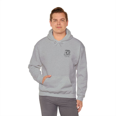 Capy Life grey fleece hoodie featuring a small embroidered capybara in a golf cart with the text I saw that